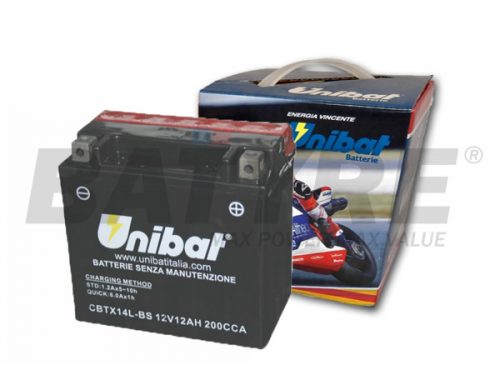 UNIBAT CBTX14L-BS 12V 12Ah SLA Motorcycle Battery